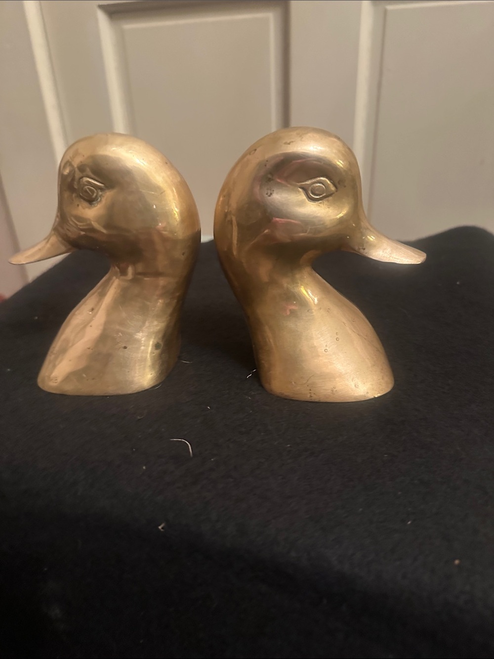 Brass Duck Head Bookends - Pair